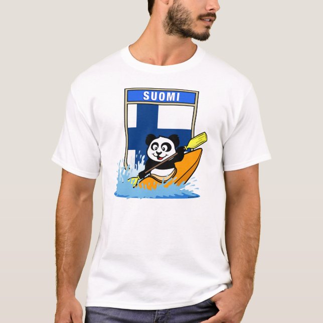 Camiseta Finlândia Kayaking Panda (Frente)