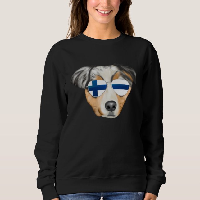 Camiseta Finnish Flag Australian Shepherd Dog Finland Pocke (Frente)