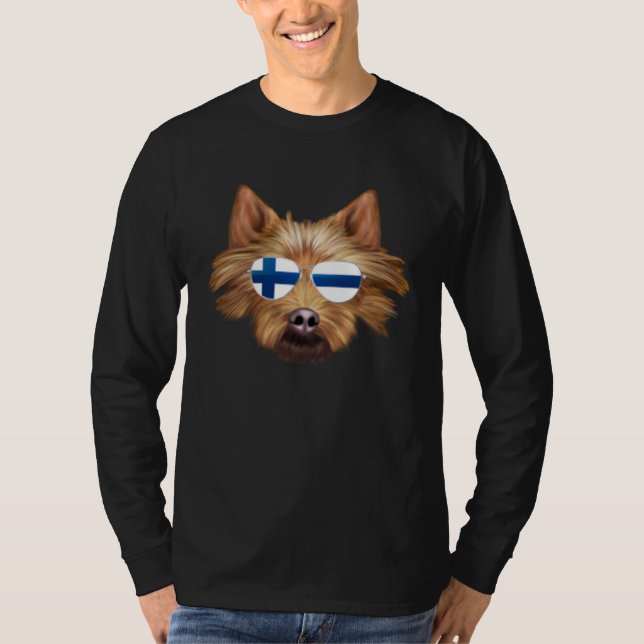 Camiseta Finnish Flag Australian Terrier Dog Finland Pocket (Frente)