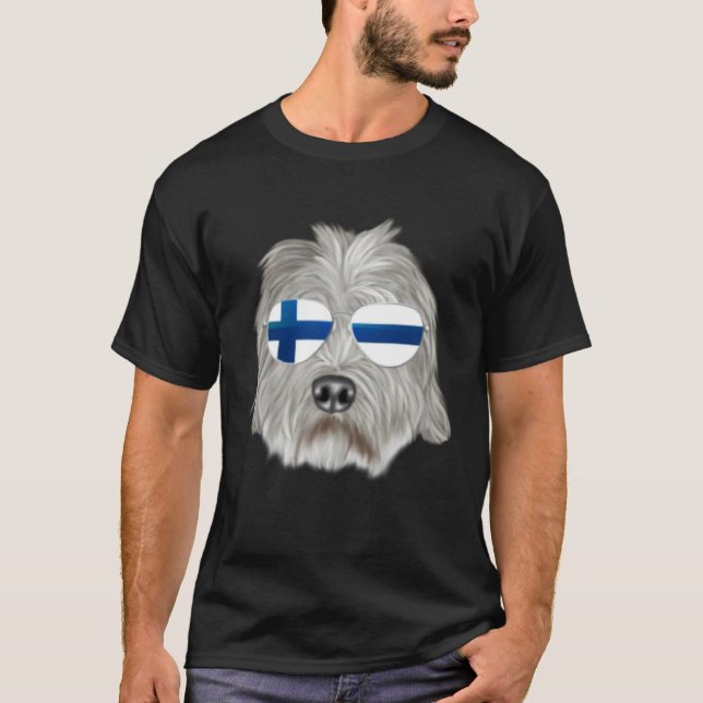 Camiseta Finnish Flag Dandie Dinmont Terrier Dog Finland Po (Frente)