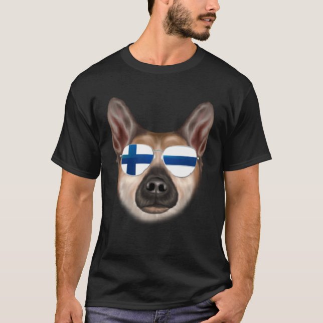 Camiseta Finnish Flag Norwegian Buhund Dog Finland Pocket (Frente)