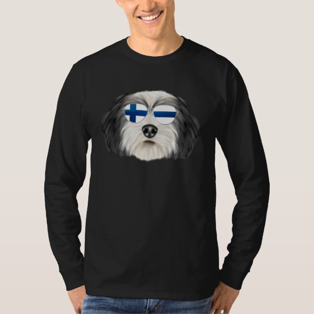 Camiseta Finnish Flag Polish Lowland Sheepdog Dog Finland P (Frente)