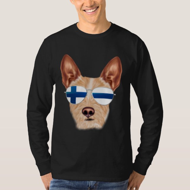 Camiseta Finnish Flag Portuguese Podengo Pequeno Dog Finlan (Frente)