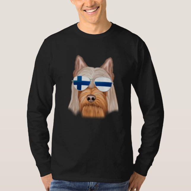 Camiseta Finnish Flag Silky Terrier Dog Finland Pocket (Frente)