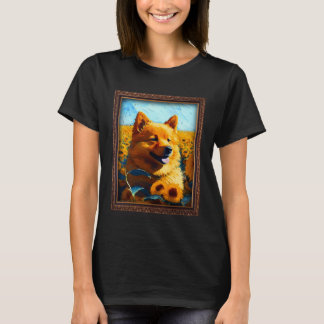 Camiseta Finnish Spitz Painting Sunflower Flower Mom Women 