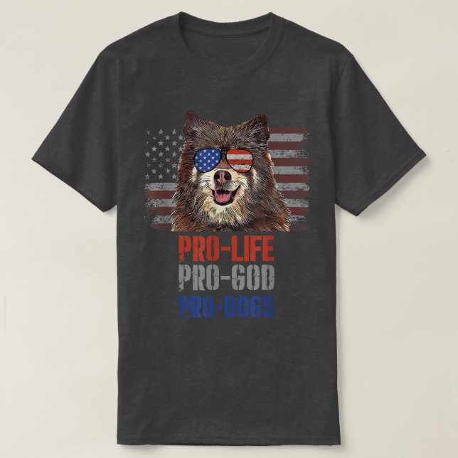 Camiseta Finnish Spitz Pro Life Pro God Pro Dogs  (Frente do Design)