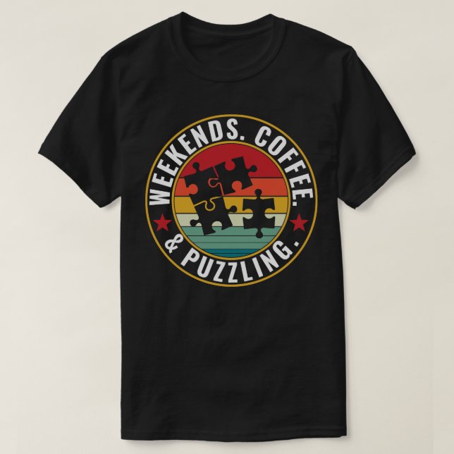 Camiseta Fins de semana Café e Quebra-cabeça de Puzzler Eng (Frente do Design)