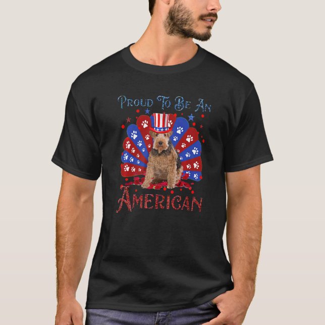 Camiseta Fio Cócio Fox Terrier American Flag Feliz 4º De (Frente)