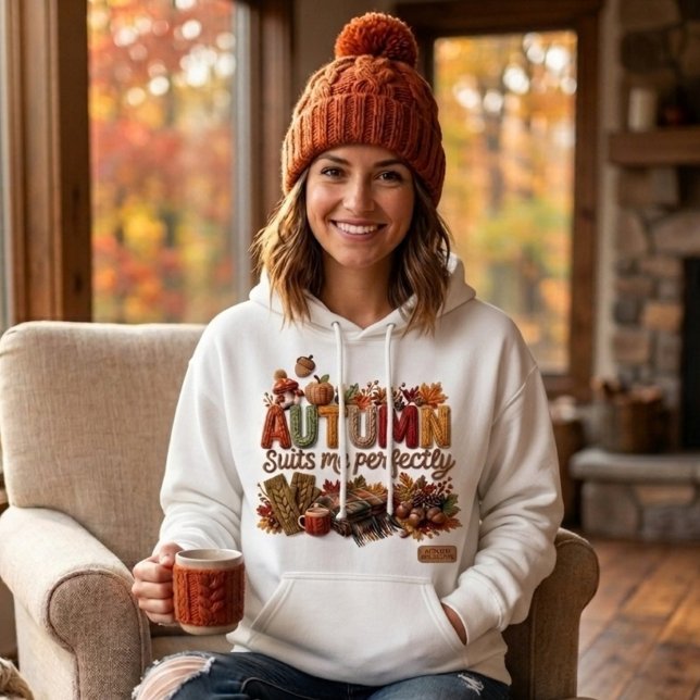 Camiseta Fio de Arte Outono Combina Comigo (Autumn suits me perfectly hoodie)