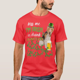 Camiseta Fio de Terrier me beije Im Irlandês ou Bebado ou W