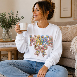 Camiseta Fio Falso & Bordado MAMA com Laço