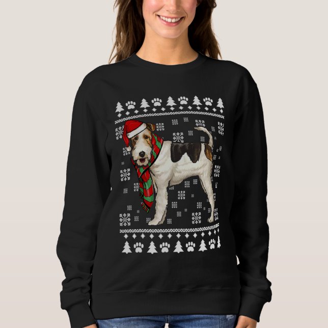 Camiseta Fio Fox Terrier Dog Santa Hat Natal Feio Natal (Frente)