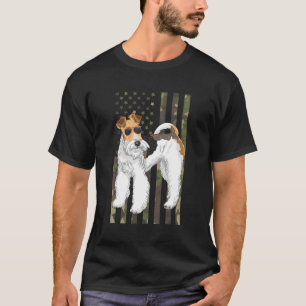 Camiseta Fio Fox Terrier Wirefox Terrier Pai Camo Usa Flag