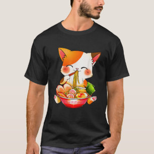 Camiseta Fios de Estilo de Vida Otaku Co Ramen Cat Anime Ka