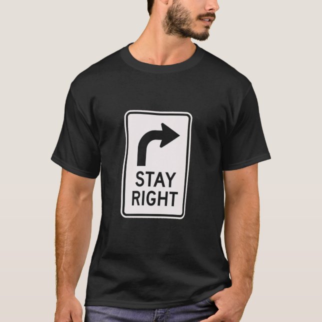 Camiseta Fique à Direita - Sinais de Trânsito para conserva (Frente)