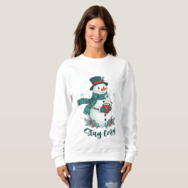 Camiseta Fique Aconchegante Boneco de Neve de Inverno Com C