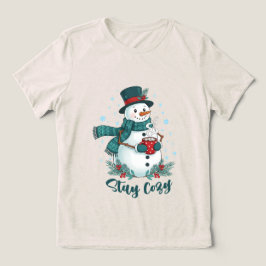 Camiseta Fique Aconchegante Homem de Neve de Inverno Com Ca