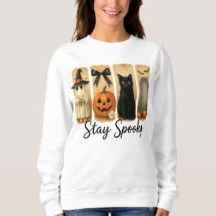 Camiseta "Fique assustado" Pincel de Halloween Cava Gato fe