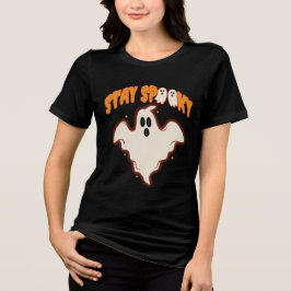 Camiseta Fique Assustador Fantasma Halloween Fofo Retro Boo