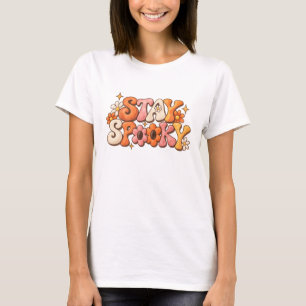 Camiseta Fique Assustador   Floral Retro dos Anos 70 para o