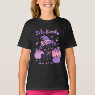 Camiseta Fique Assustador Gato Bruxa Cereja Laço Abóbora Fo