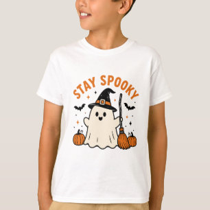 Camiseta Fique Assustadoramente Fofo Fantasma Bruxa Chapéu