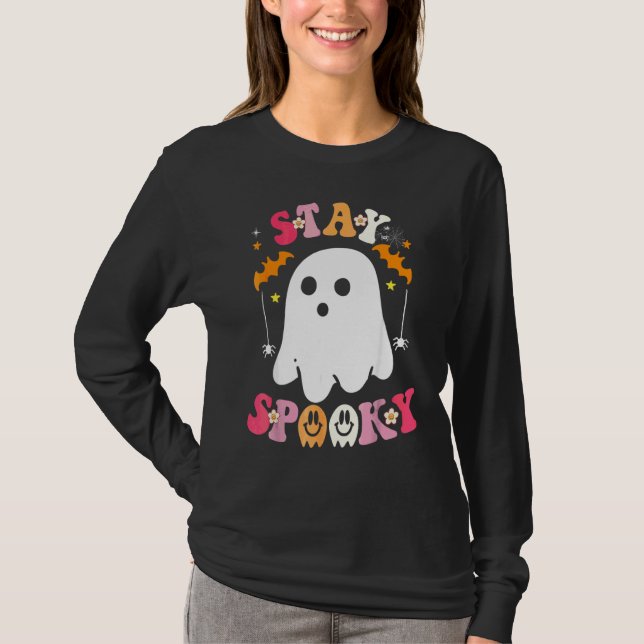 Camiseta Fique Assustadoramente Fofo Fantasma Com Flores Fa (Frente)