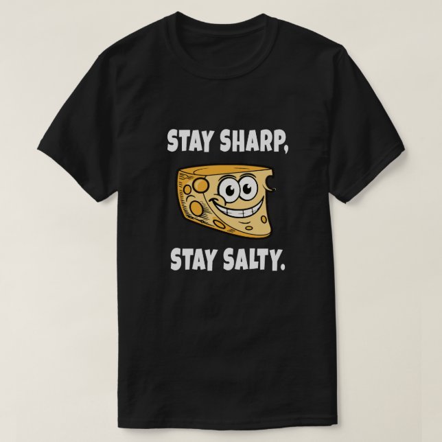 Camiseta Fique atento, fique salgado. Quitação Engraçada (Frente do Design)