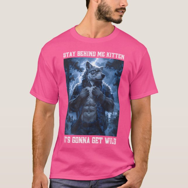 Camiseta Fique Atrás De Mim Kitten Cringy Werewolf Cringey  (Frente)