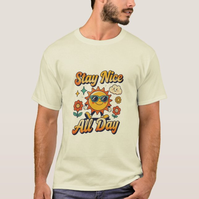 Camiseta Fique Bem Todo o Dia Design de Sol (Frente)