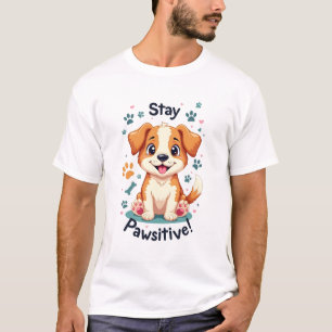 Camiseta Fique Cachorro Pawsitivo Por cima da teta