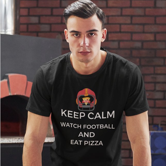 Camiseta Fique Calmo Assistindo Futebol e Pizza (Criador carregado)