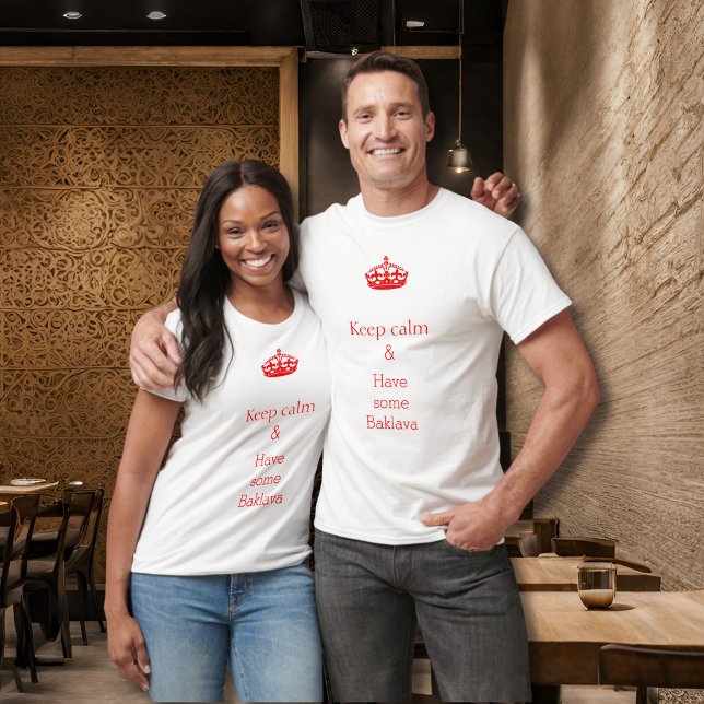 Camiseta Fique calmo - Baklava (Criador carregado)