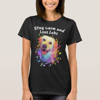 Camiseta Fique calmo e ame Labs Resgate Cachorro Labrador R