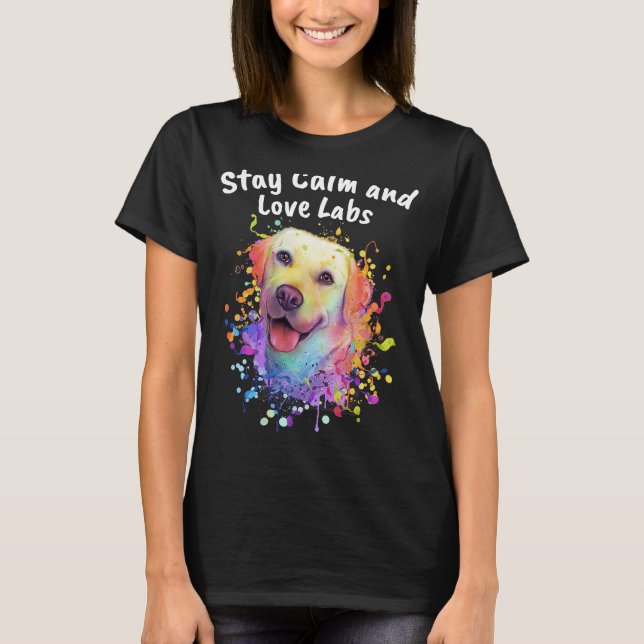 Camiseta Fique calmo e ame Labs Resgate Cachorro Labrador R (Frente)