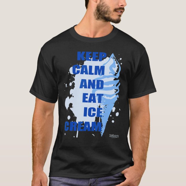 Camiseta Fique Calmo E Coma Sorvete Azul (Frente)
