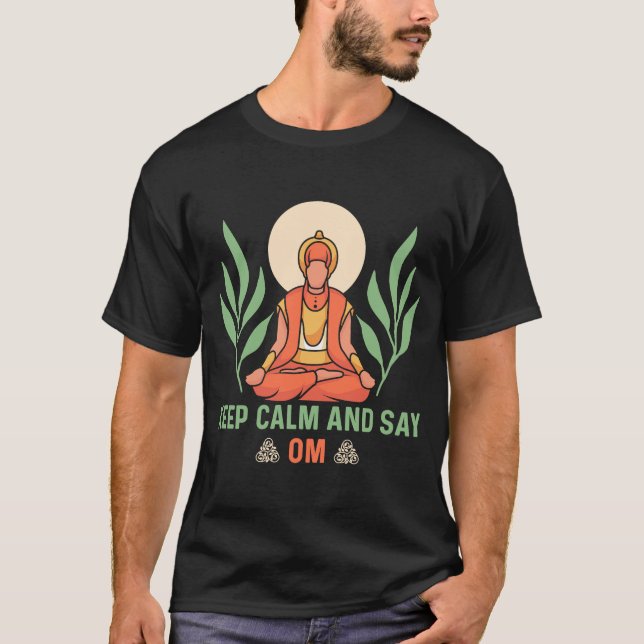 Camiseta Fique calmo e diga OM Yoga 1 (Frente)