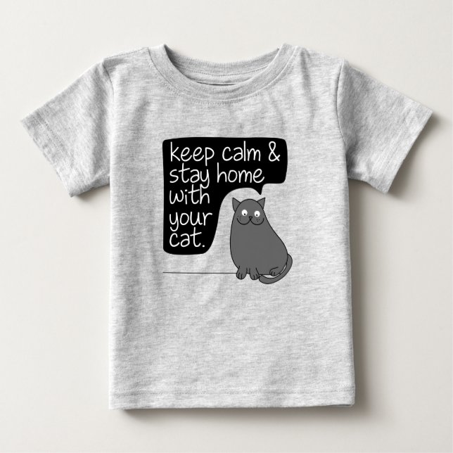 Camiseta Fique Calmo E Fique Em Casa Com Seu Gato (Frente)