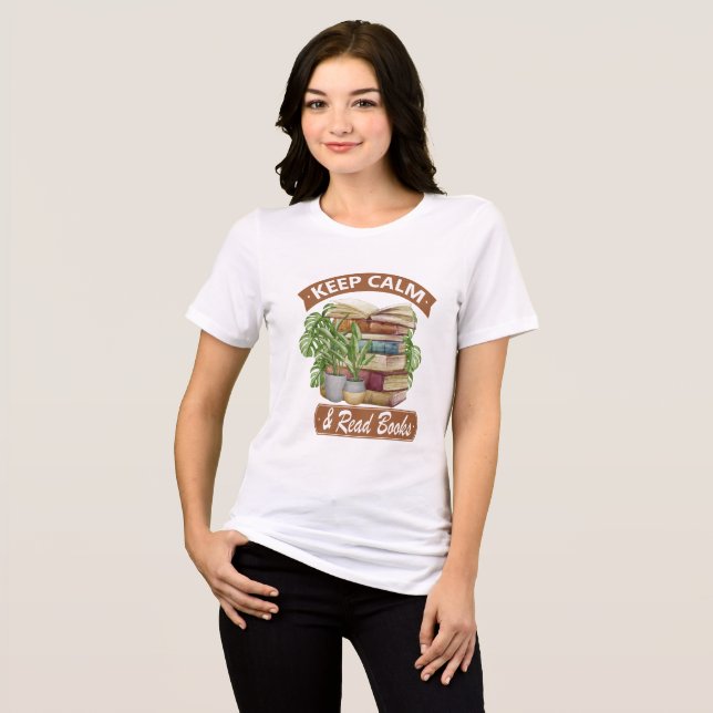 Camiseta Fique calmo e leia um livro (Frente Completa)