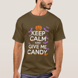 Camiseta Fique calmo e me dê doces diversão e Dia Festivo