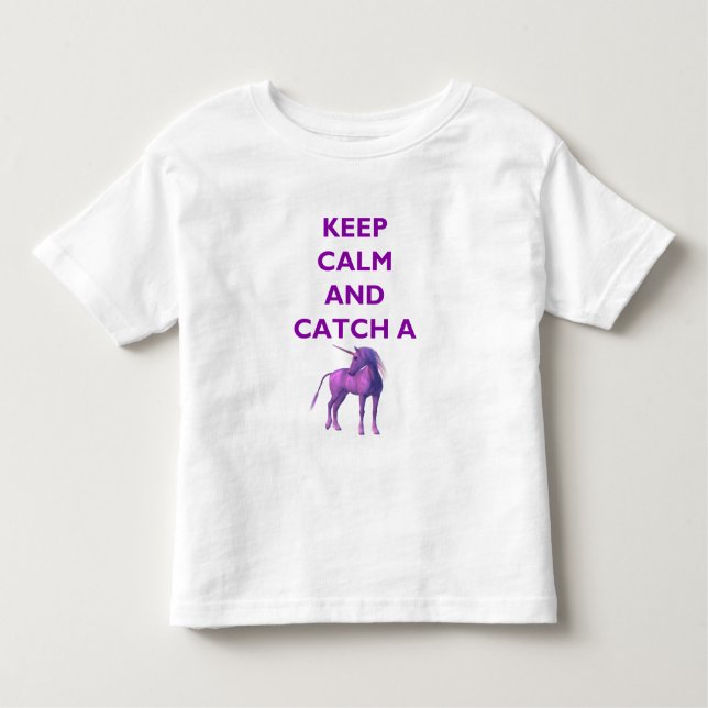Camiseta Fique Calmo, Roxo Unicorn Toddler Fine Jersey Tee (Frente)