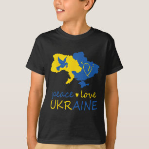 Camiseta Fique Com a Bandeira da Paz e Amor à Ucrânia
