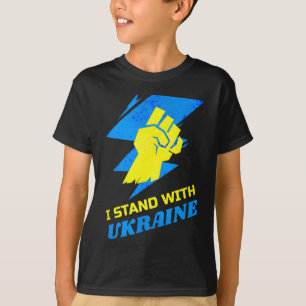 Camiseta Fique Com a Bandeira da Ucrânia Anti-Putin Diga Nã