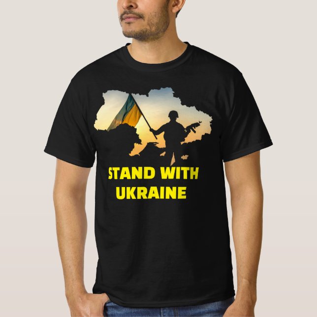 Camiseta Fique com a Ucrânia - Apoio e Solidariedade (Frente)