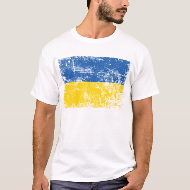 Camiseta Fique com a Ucrânia, Invadida pela Rússia 2022 T-S (Frente)