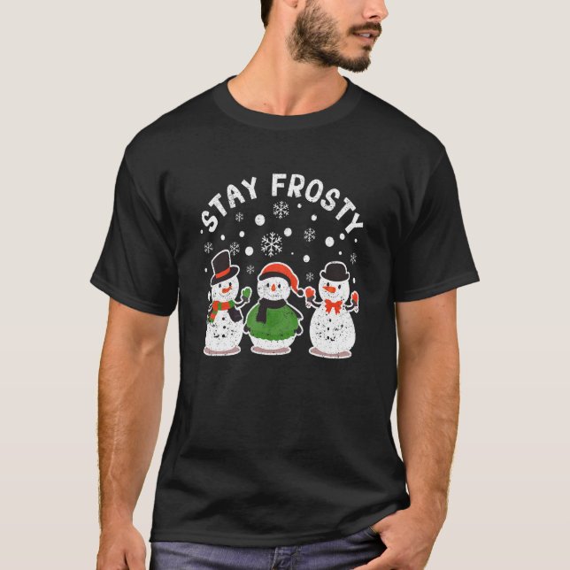 Camiseta Fique congelado Pijama de Natal Legal Snowman X (Frente)