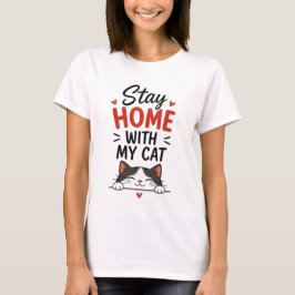 Camiseta Fique em Casa Com Meu Gato Acolhedor Introvertido 
