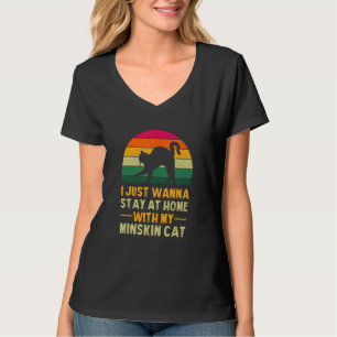 Camiseta Fique em casa com minha gata minskin, gata e gata.