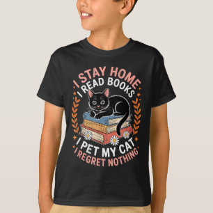 Camiseta Fique em casa leia livros acaricie gato não se arr