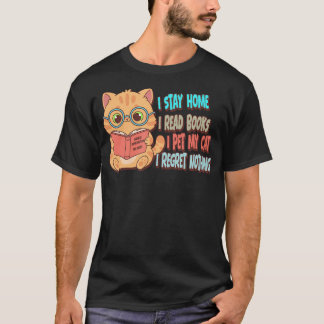 Camiseta Fique em Casa Leia Livros Acaricie Meu Gato Não Se